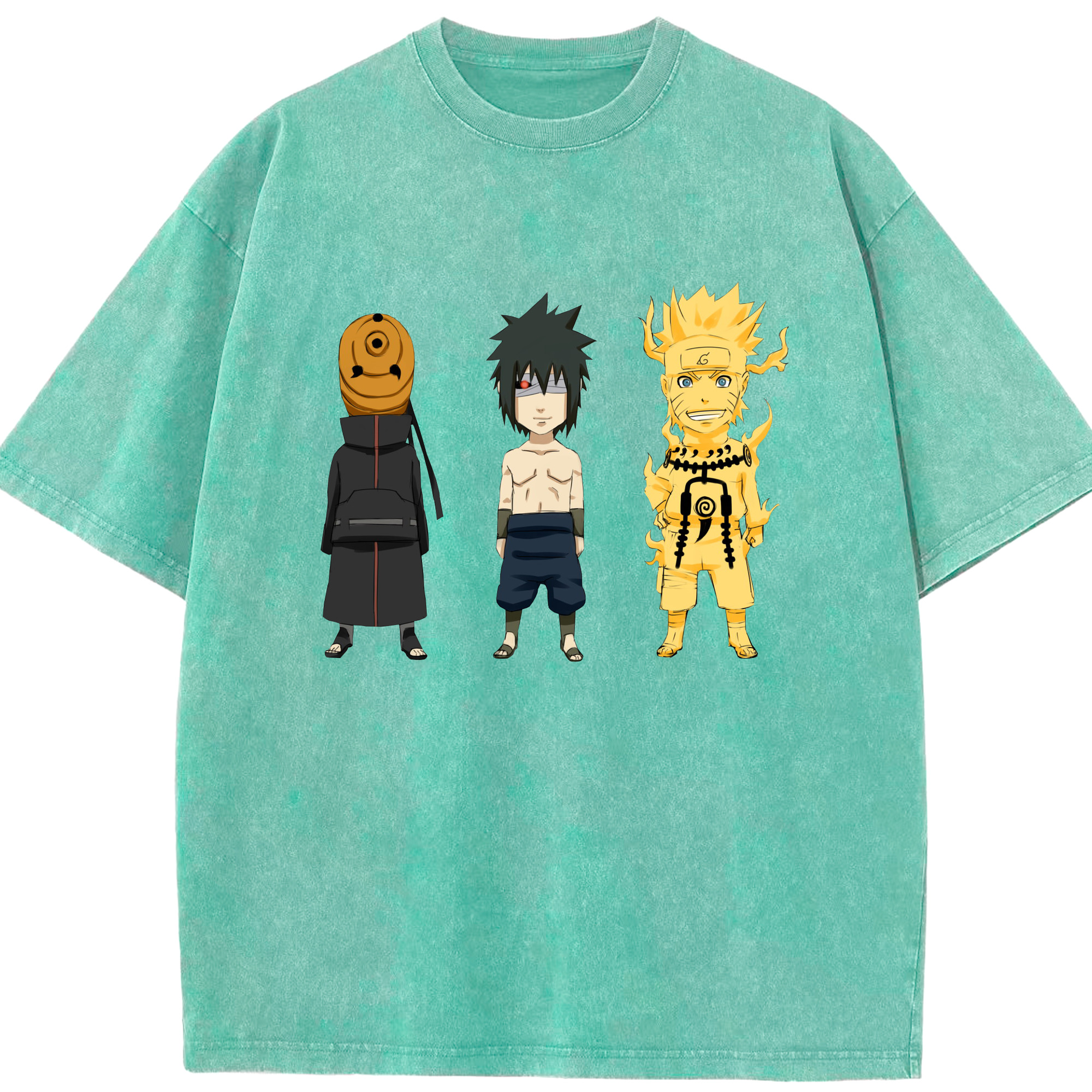 （画像用） NARUTO -ナルト- うちは サスケ Uchiha Sasuke 綿100% ヴィンテージ風 半袖Tシャツ（フロントプリント）